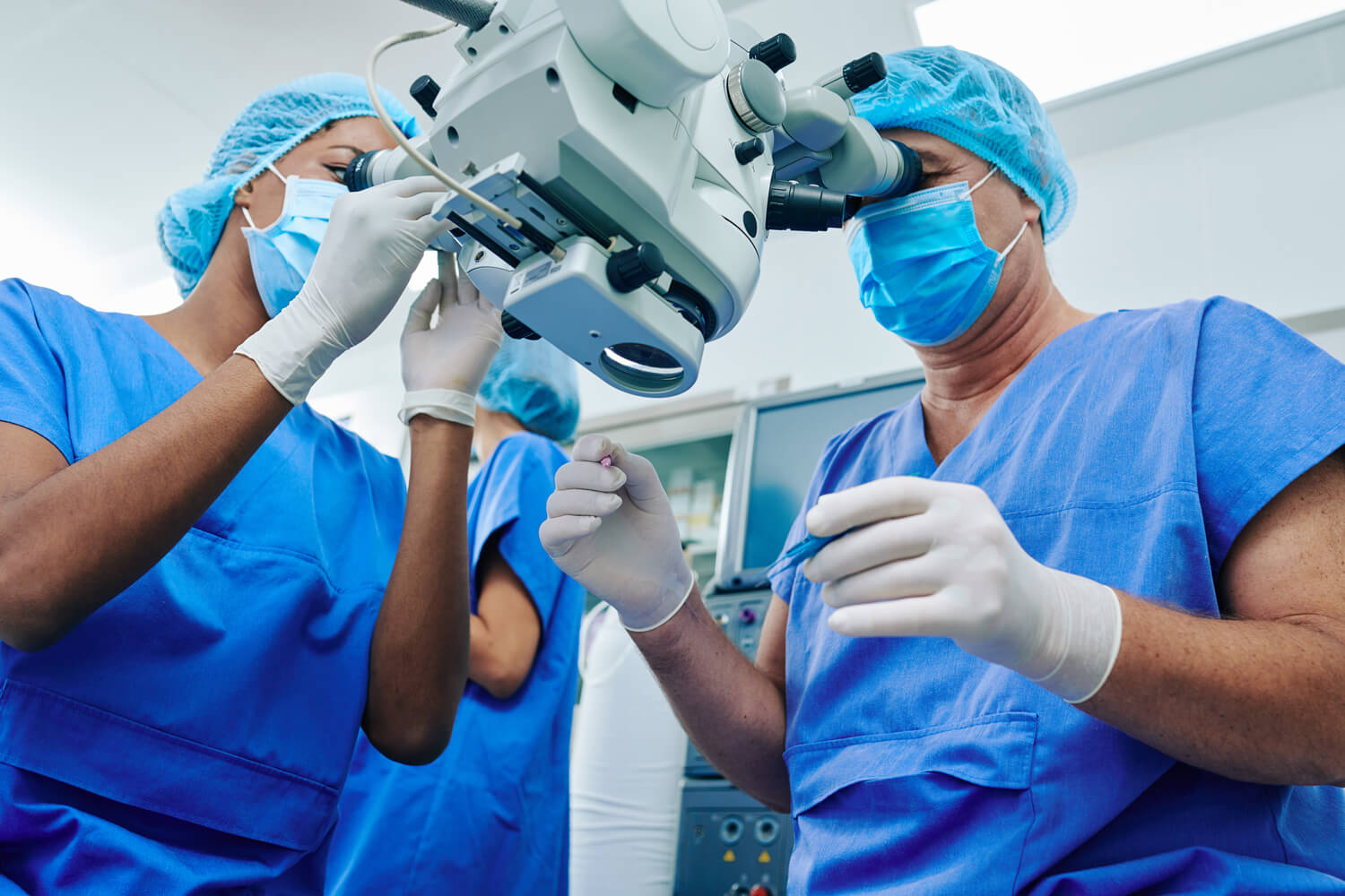 Eye doctors in lab gown